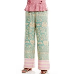 Matilda Jane Salty Kiss Palazzo Pants Women's Medium Green Floral Rayon Wide Leg